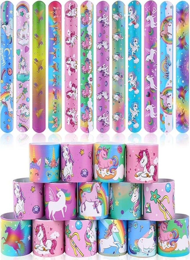 SILLYME 12pc slap bands for kids - Return Gifts Birthday Party For Kids - Best Birthday Return Gift For Kids 6-12 - return gift for kids age 6-10 10-12 (unicorn theme 12pc) - Image 1